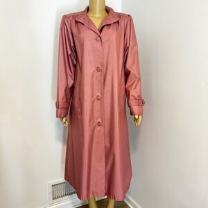 Worthington Essentials Women's Pink Trench Coat Size 8 Button Front Long Sleeve
